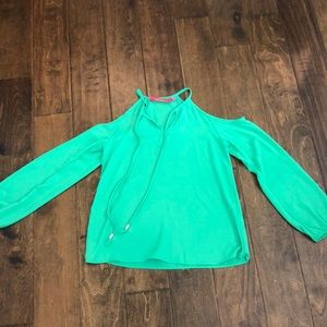 Green cold shoulder top